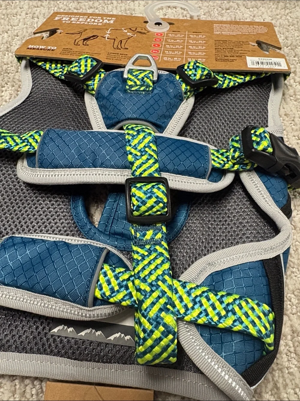 Arcadia Trail Ultimate Security Harness in Teal & Neon Green - Small